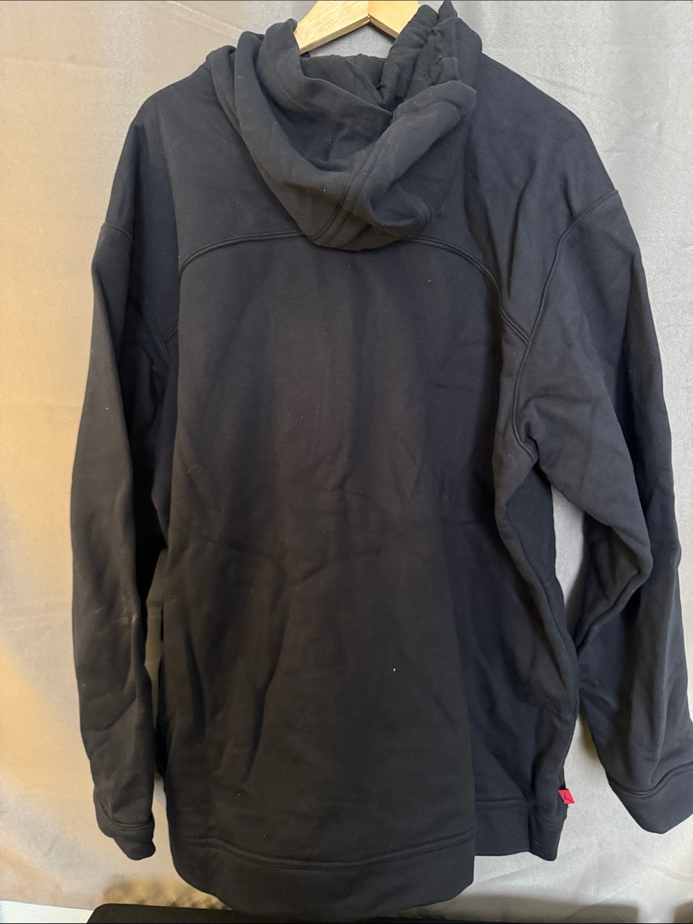 Jordan Black Zip Hoodie with Red Accent Logo and Drawstrings - Picture 4 of 4
